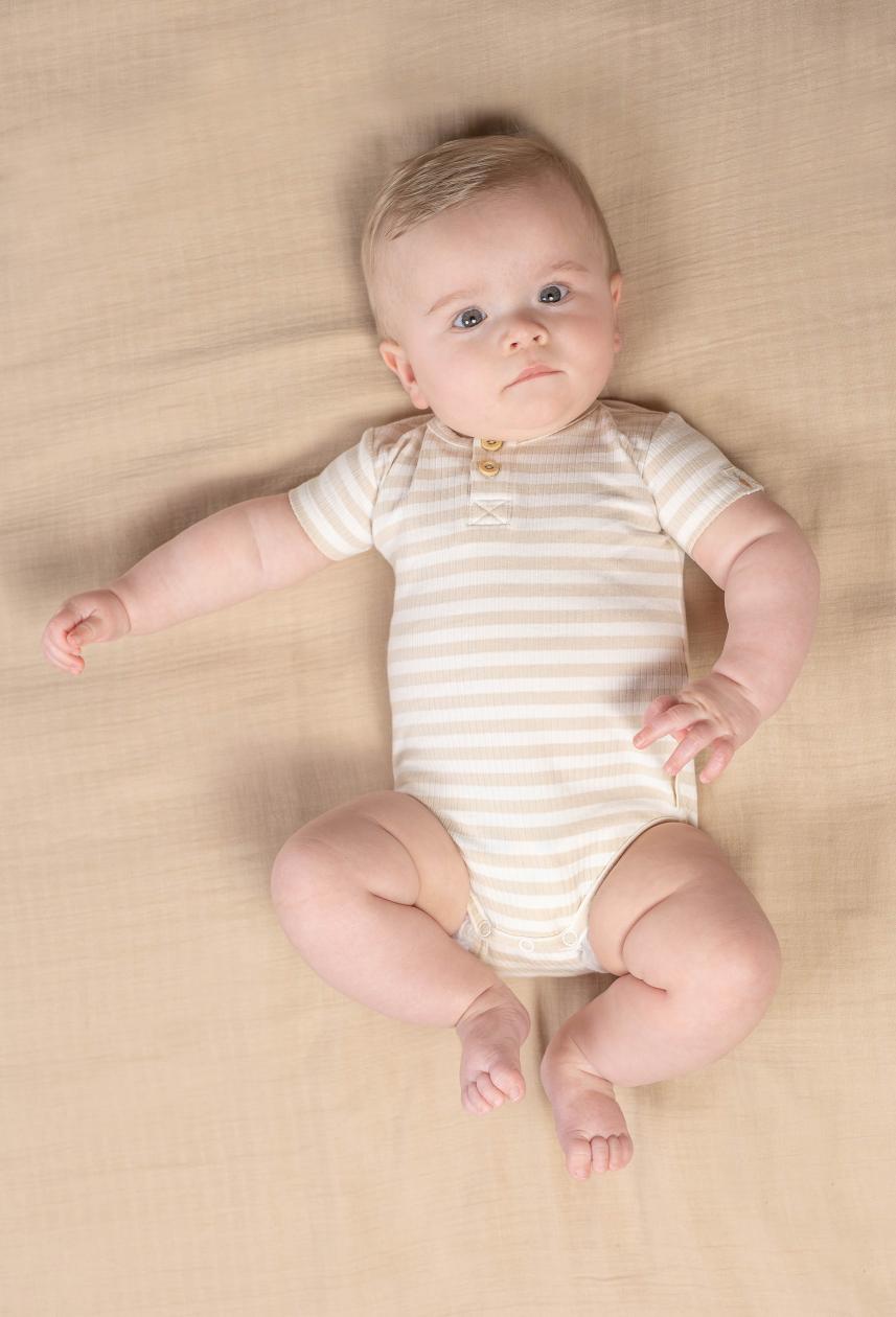 Short sleeve bodysuit Little Dutch baby bunny striped